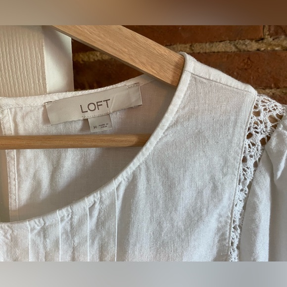 Loft Embroidered Pintucked Lace Cutout Top - Picture 3 of 8